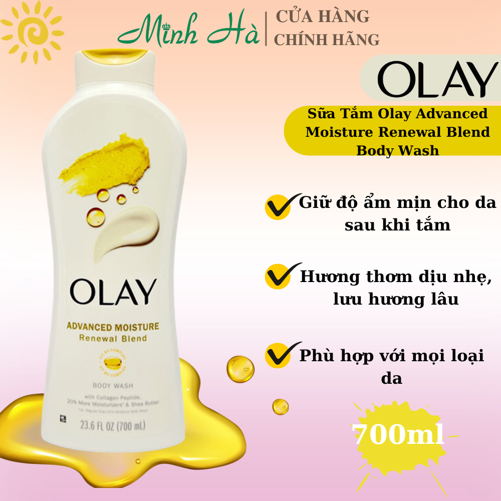 Sữa tắm Olay Advanced Moisture Renewal Blend Body Wash 700ml chuyên dưỡng ẩm bổ sung Vitamin E, B3