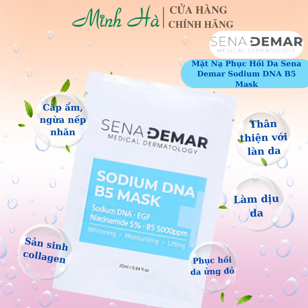 Mặt nạ phục hồi da Sena Demar Sodium DNA B5 Mask 25ml cấp ẩm, dưỡng trắng, hỗ trợ phục hồi và tái tạo làn da