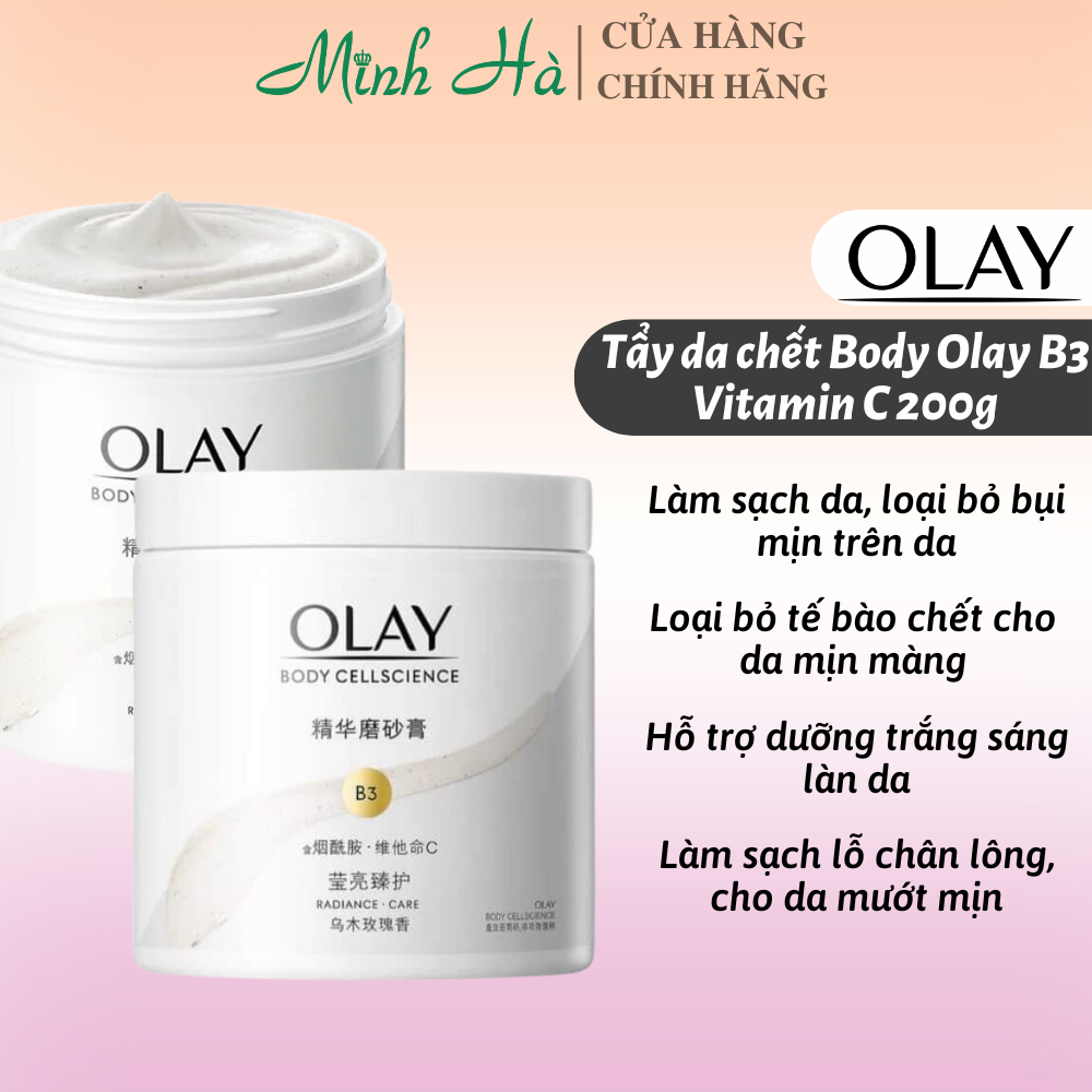 Tẩy da chết Body Olay B3 Vitamin C 200g cho làn da mịn màng, trắng sáng
