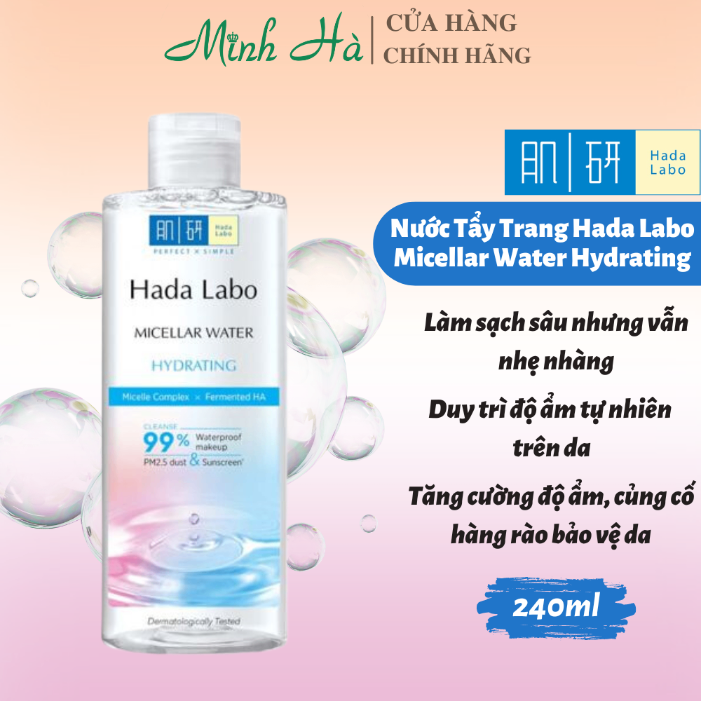 Nước tẩy trang Hada Labo Micellar Water 240ml làm sạch sâu cải thiện đốm nâu và làm sáng da