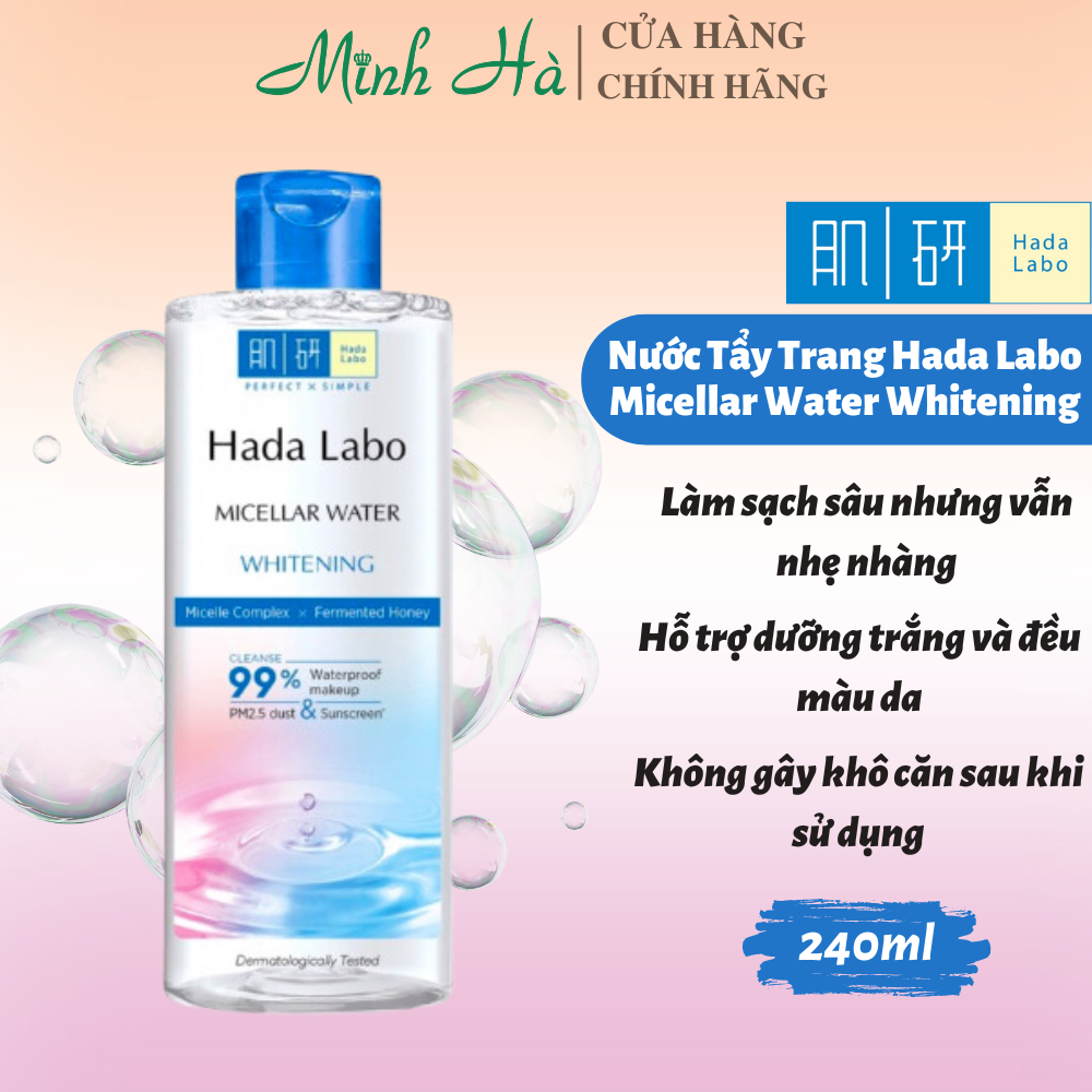 Nước tẩy trang Hada Labo Micellar Water 240ml làm sạch sâu cải thiện đốm nâu và làm sáng da