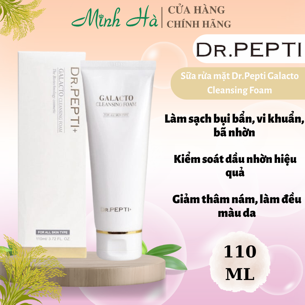 Sữa rửa mặt tạo bọt Dr.Pepti Galacto Cleansing Foam 110ml làm sạch da giúp da mịn màng