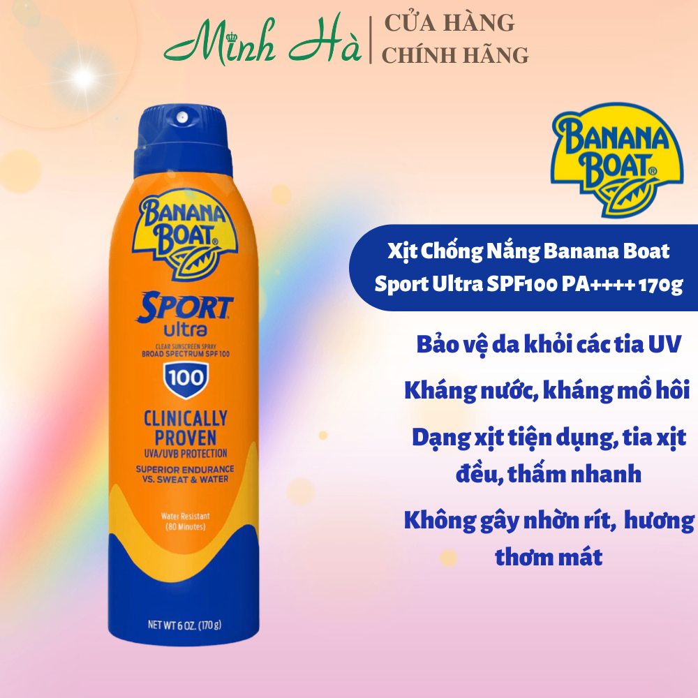 Xịt chống nắng Banana Boat Sport Ultra SPF 100 PA++++ 170g bảo vệ làn da khỏi tia UV