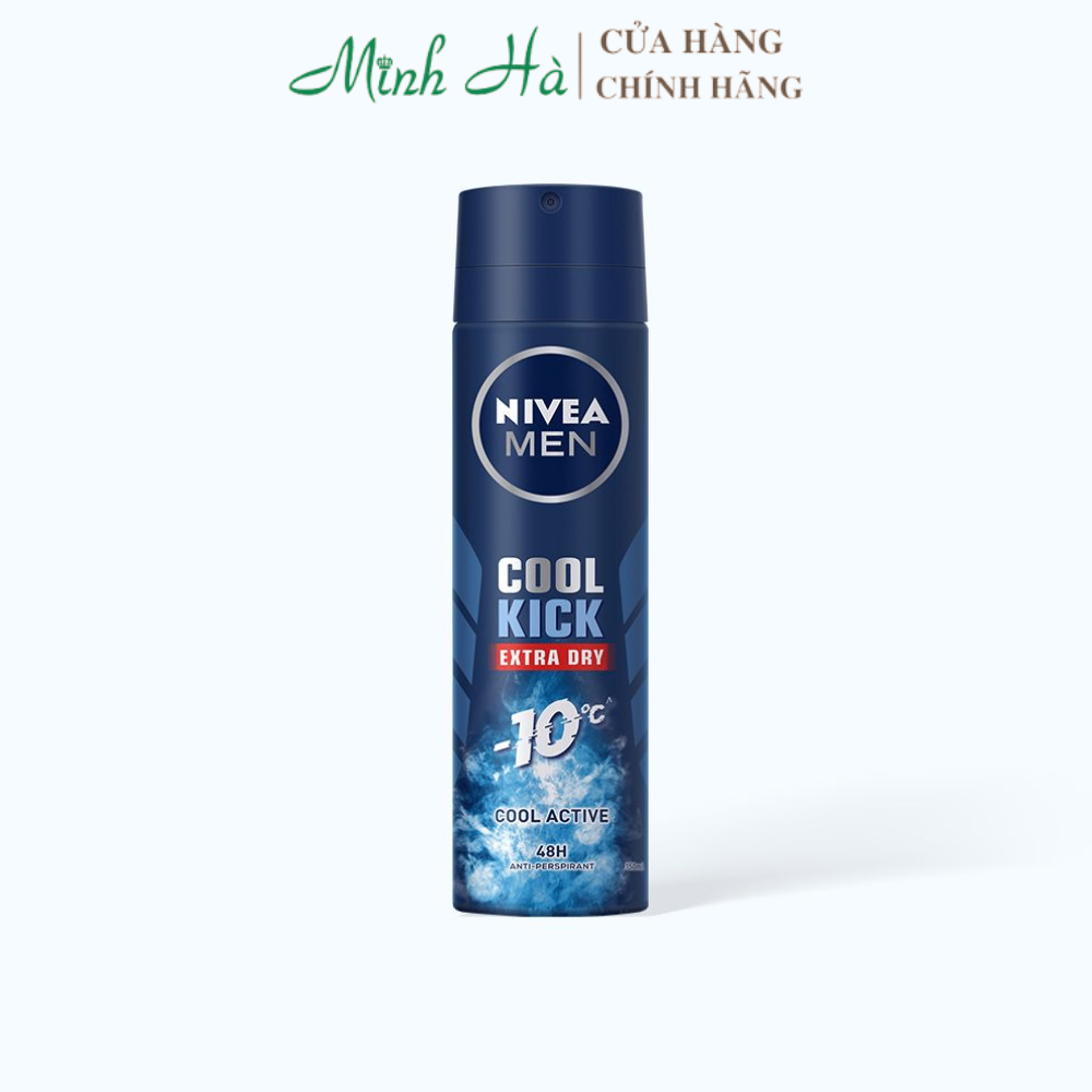 Xịt khử mùi Nivea Men Cool Kick Extra Dry 150ml thoải mái năng động cả ngày dài