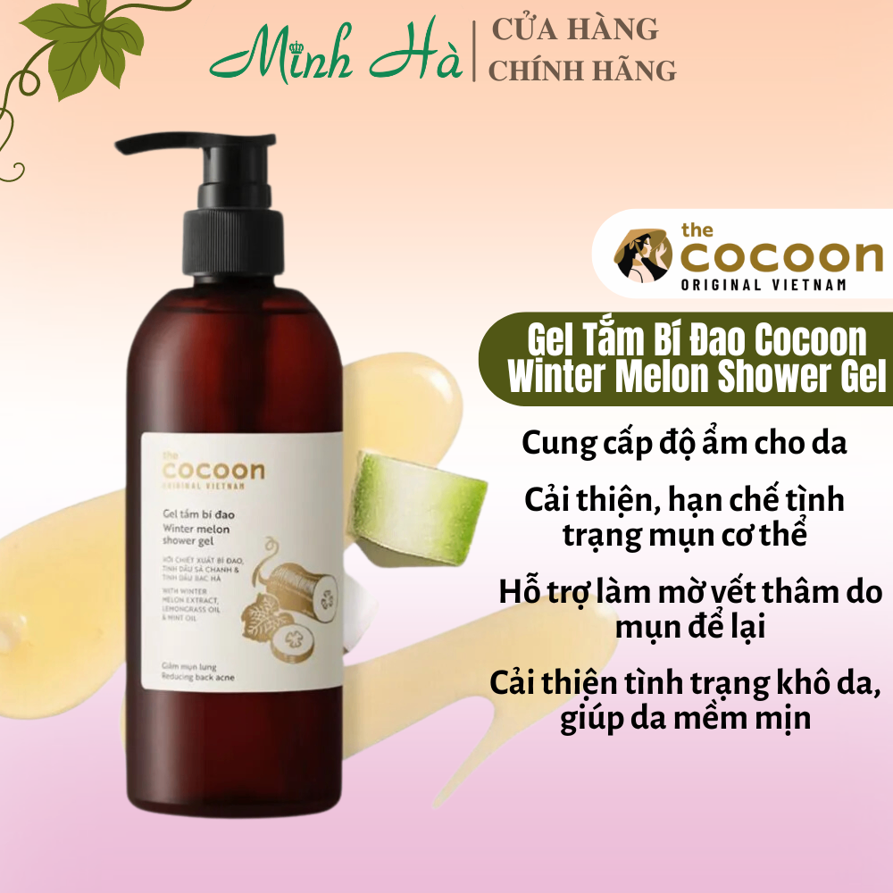 Gel tắm bí đao Cocoon Winter Melon Shower Gel 310ml hỗ trợ giảm mụn thâm mụn cơ thể