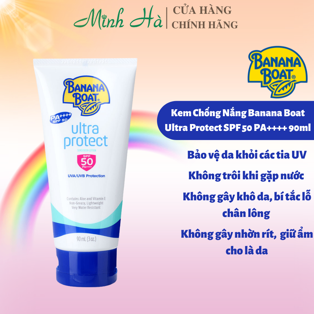 Kem chống nắng Banana Boat Ultra Protect SPF 50 PA++++ 90ml bảo vệ lạn da khoải tia UV