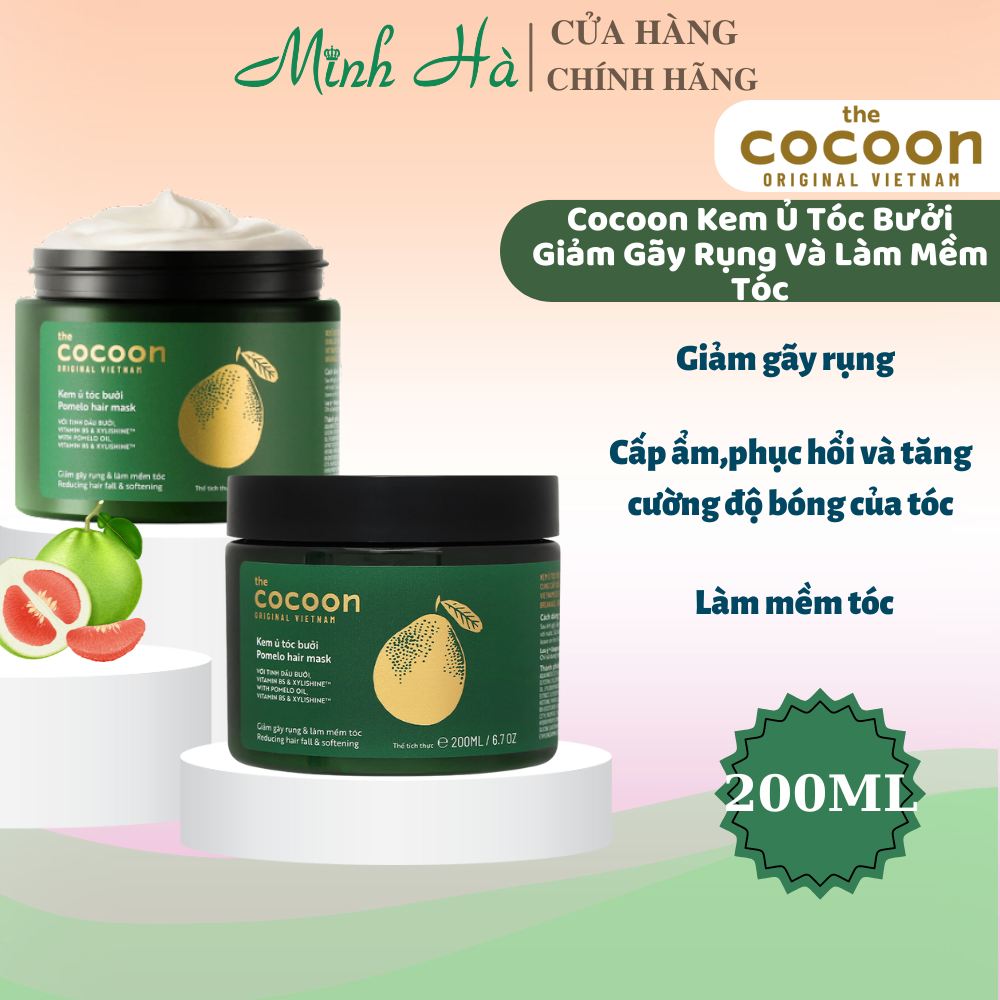 Kem ủ tóc bưởi Cocoon Pomelo hair mask 200ml giảm gãy rụng và làm mềm tóc