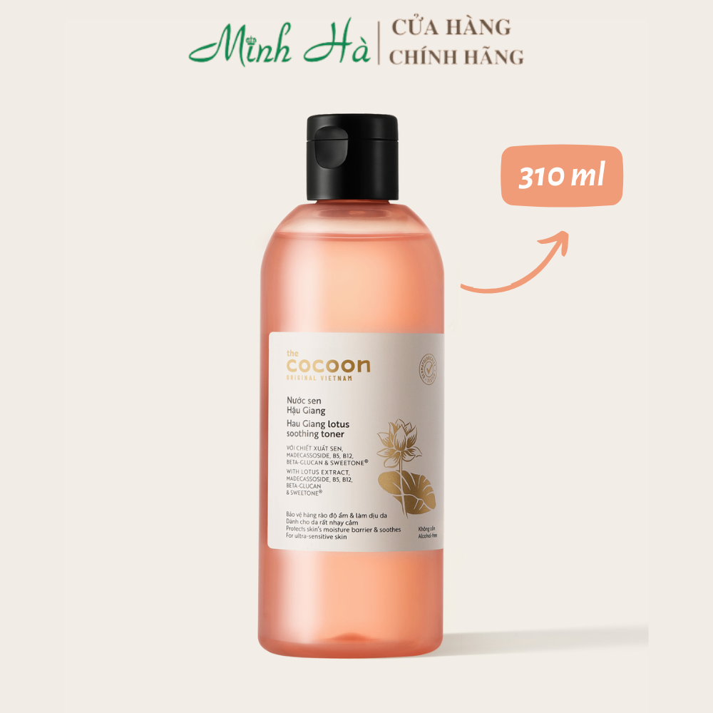 Nước sen Hậu Giang Cocoon Lotus Soothing Toner 310ml cấp ẩm phục hồi làn da