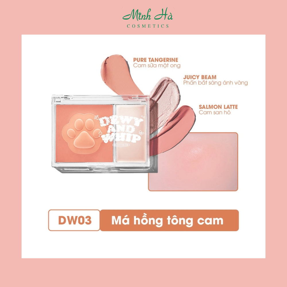 Má hồng kem kèm Highlight Black Rouge Dewy Whip Cheek And Beam 75.1g tông màu pastel màu sắc tự nhiên