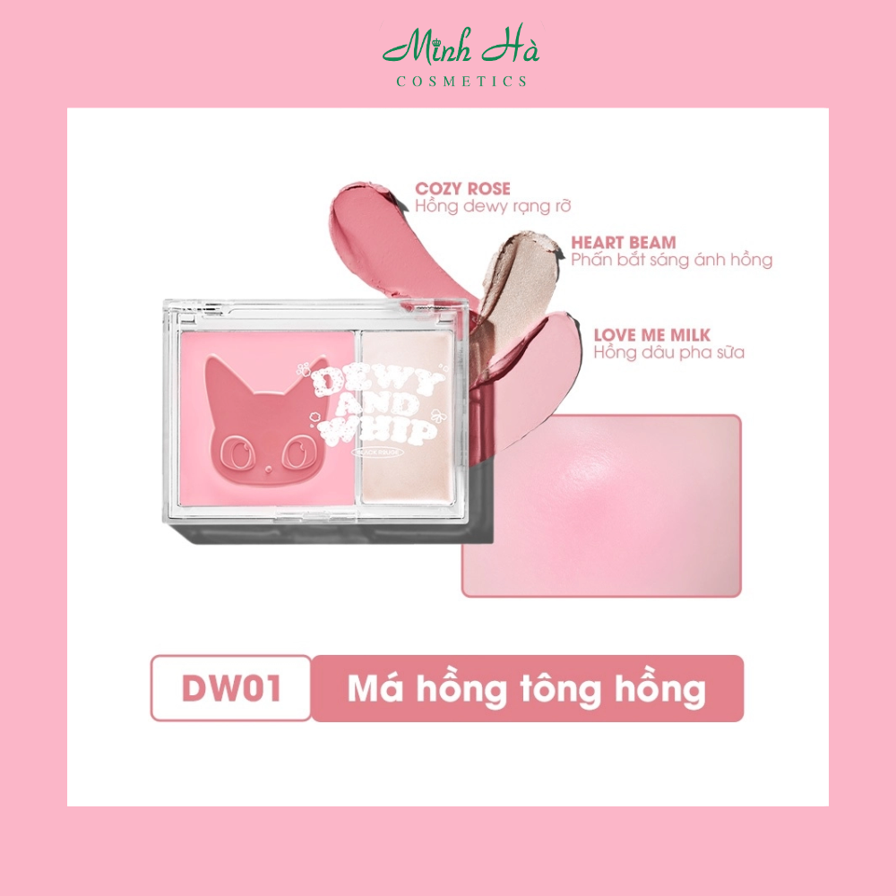 Má hồng kem kèm Highlight Black Rouge Dewy Whip Cheek And Beam 75.1g tông màu pastel màu sắc tự nhiên