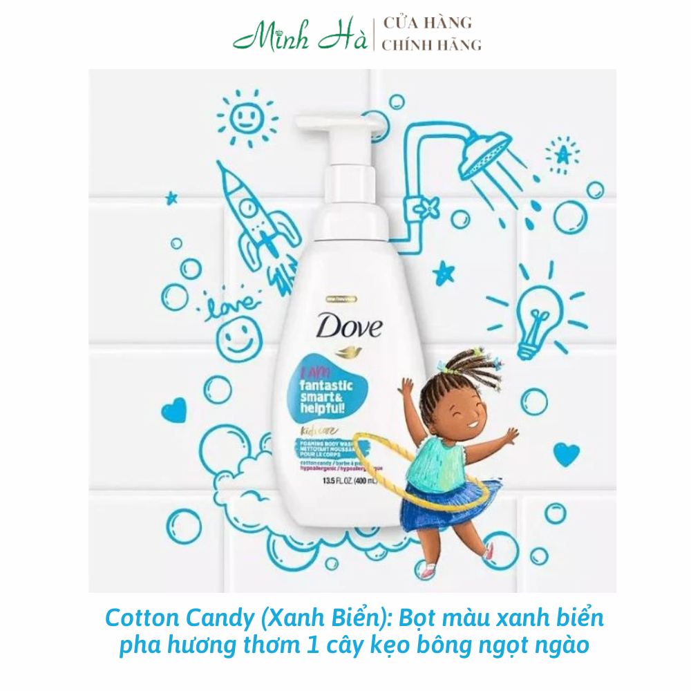 Sữa tắm tạo bọt dành cho trẻ em Dove Kids Care Foaming Body Wash 400ml làm sạch và dưỡng ẩm