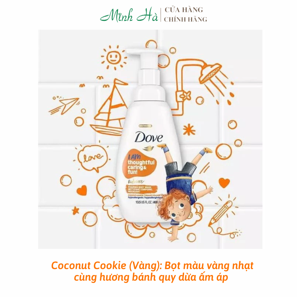 Sữa tắm tạo bọt dành cho trẻ em Dove Kids Care Foaming Body Wash 400ml làm sạch và dưỡng ẩm