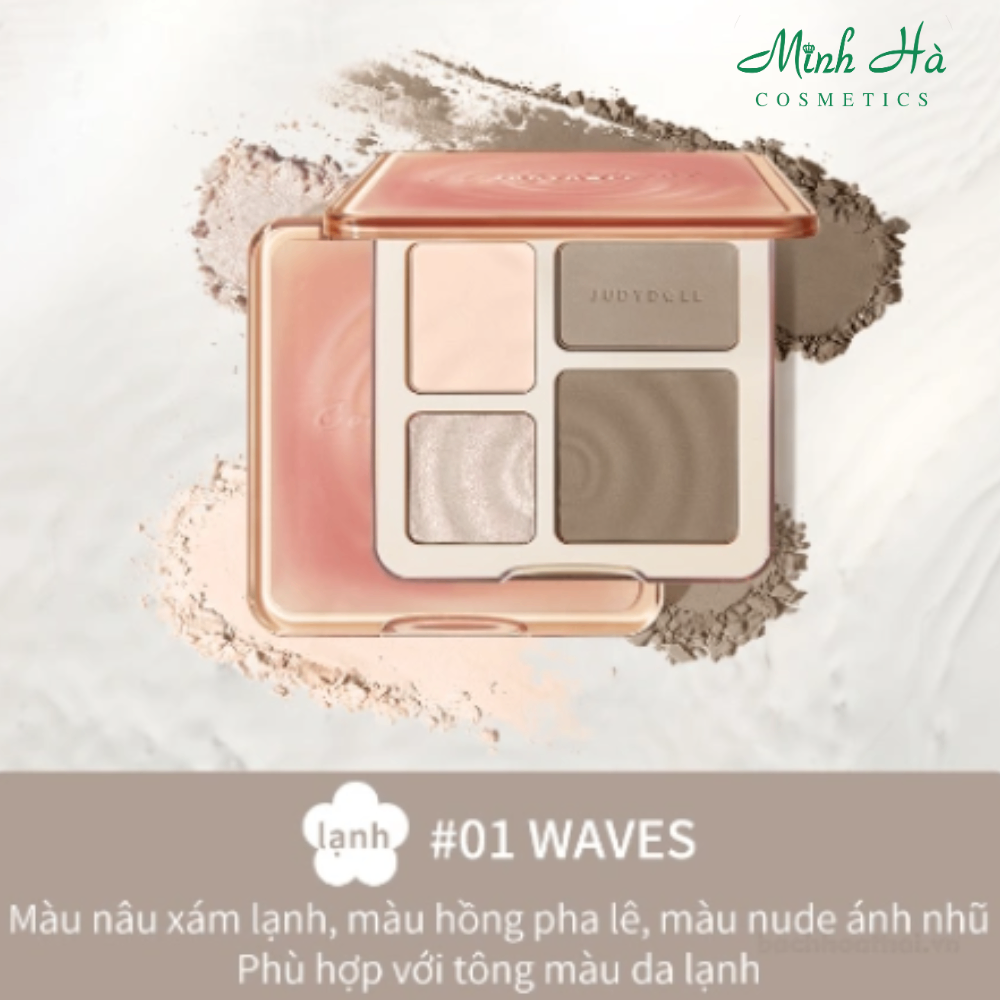 Bảng phấn tạo khối và bắt sáng JUDYDOLL 4 ô 9g trang điểm tự nhiên lâu trôi