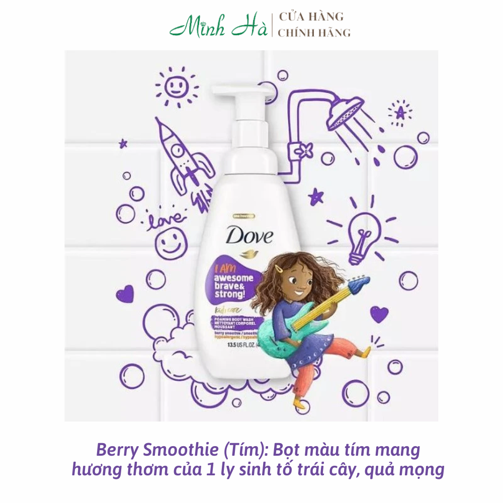 Sữa tắm tạo bọt dành cho trẻ em Dove Kids Care Foaming Body Wash 400ml làm sạch và dưỡng ẩm