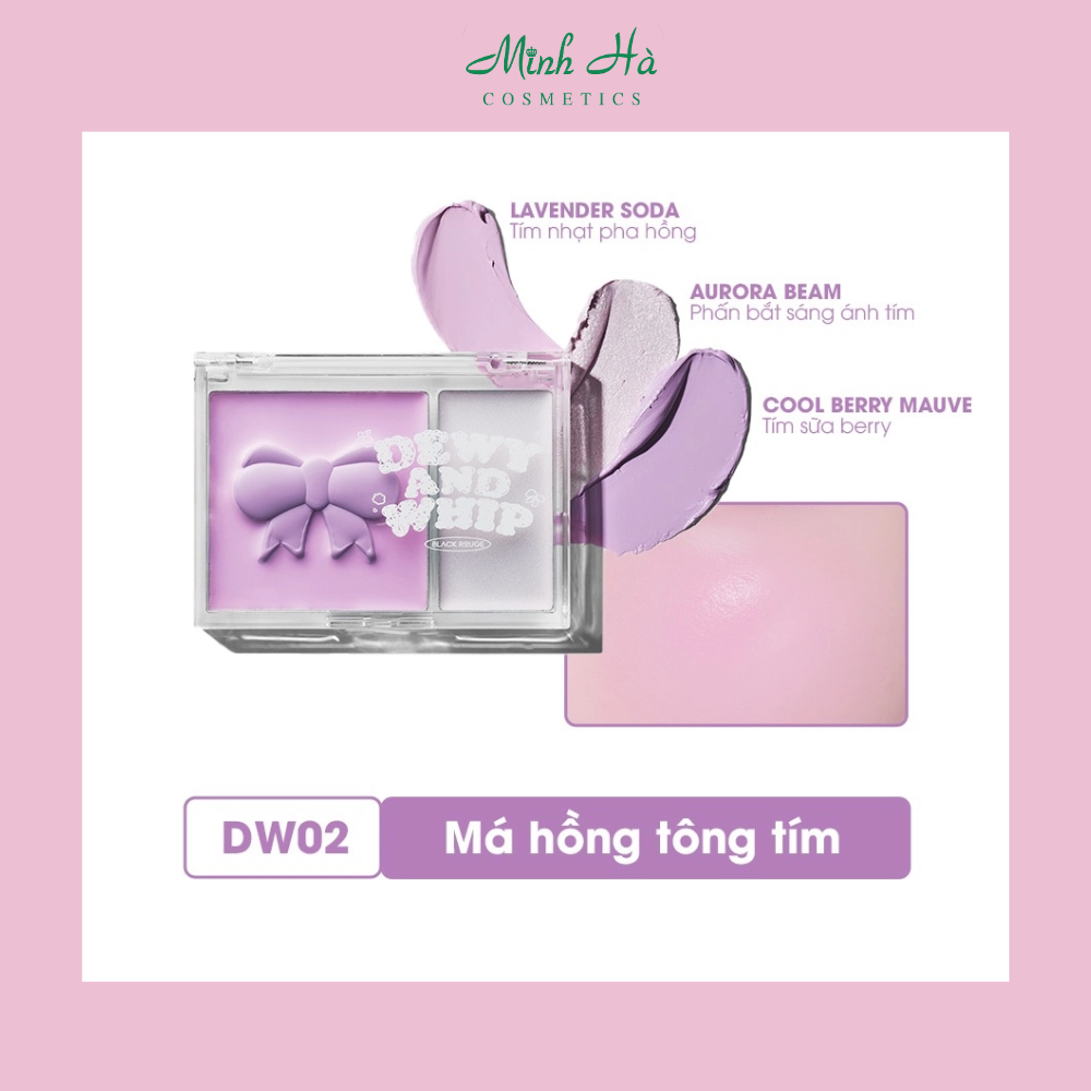 Má hồng kem kèm Highlight Black Rouge Dewy Whip Cheek And Beam 75.1g tông màu pastel màu sắc tự nhiên