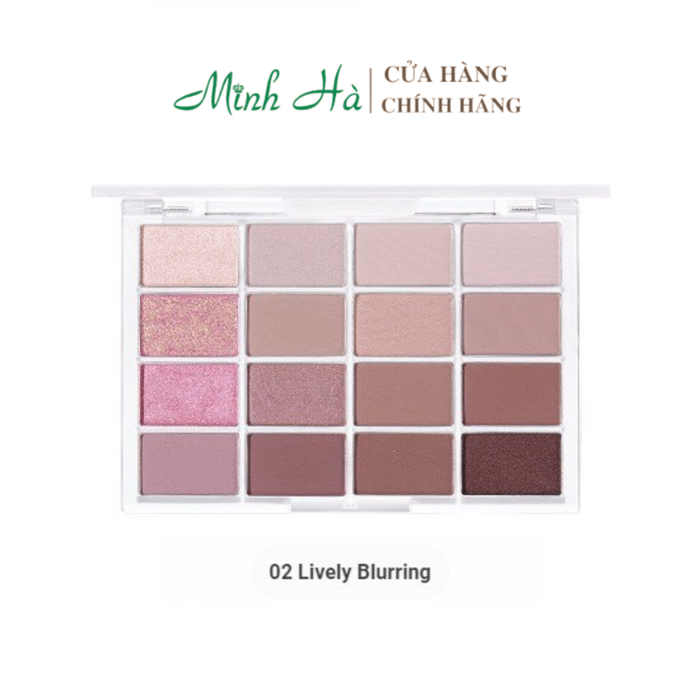 Bảng mắt trang điểm WAKEMAKE Soft Blurring 16 ô màu sắc đa dạng chất phấn min bám lâu