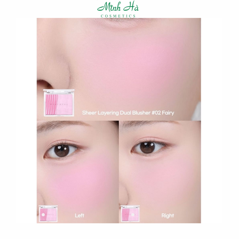 Phấn má hồng trang điểm Wakemake Sheer Layering Dual Blusher 5g chất phấn siêu mịn độ bóng tự nhiên