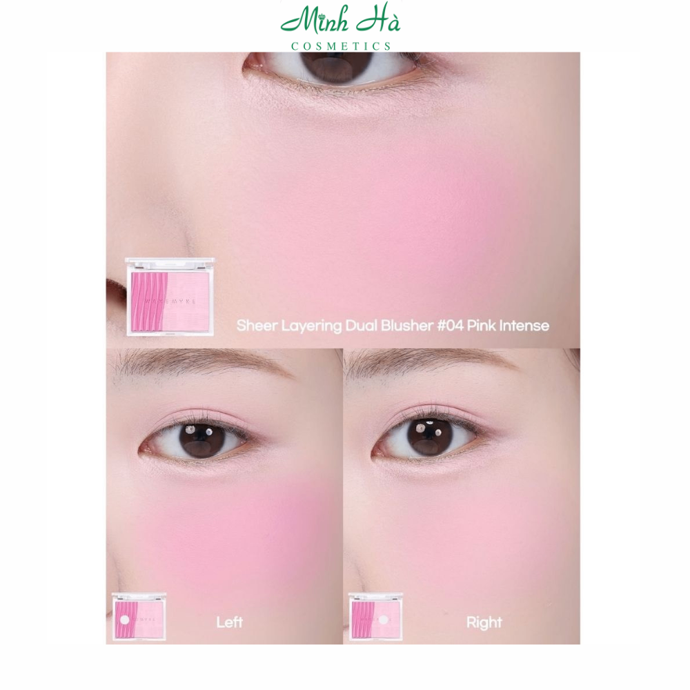 Phấn má hồng trang điểm Wakemake Sheer Layering Dual Blusher 5g chất phấn siêu mịn độ bóng tự nhiên