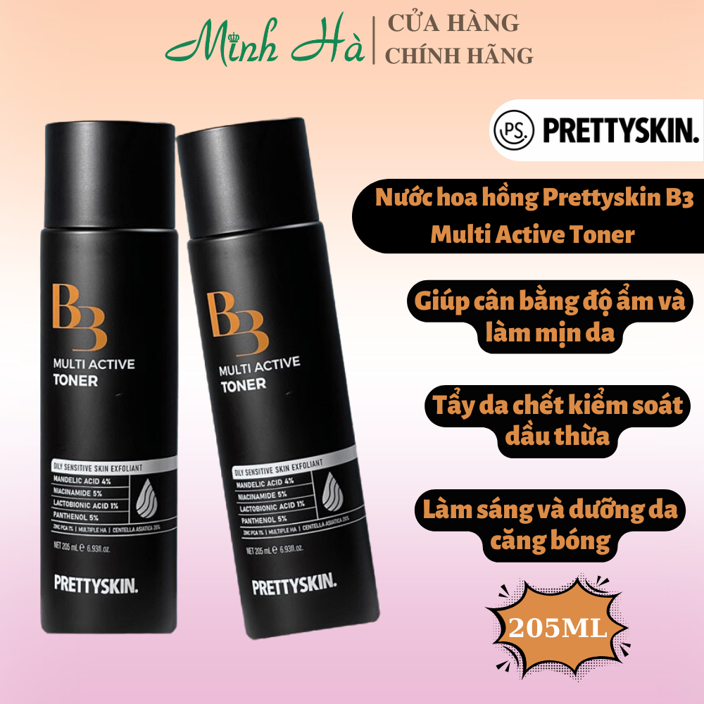 Nước hoa hồng Prettyskin B3 Multi Active Toner 205ml