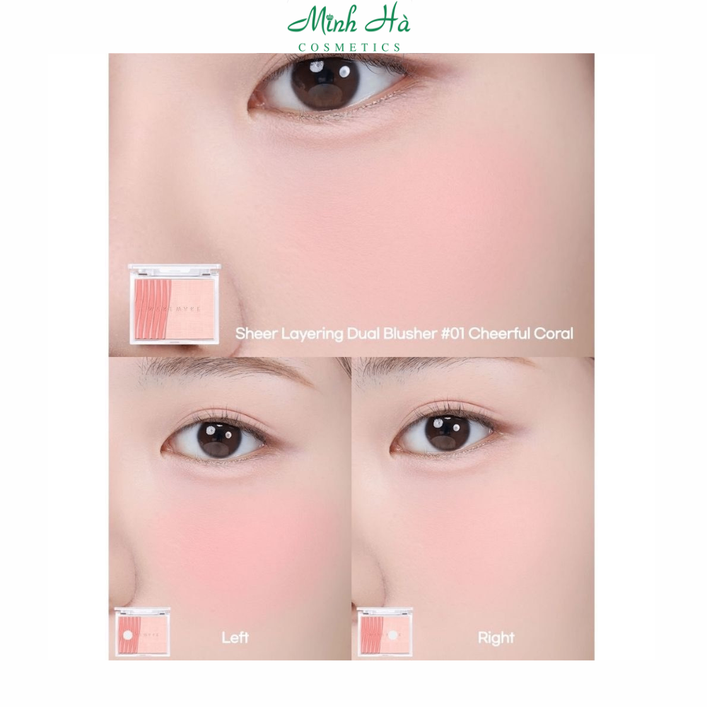 Phấn má hồng trang điểm Wakemake Sheer Layering Dual Blusher 5g chất phấn siêu mịn độ bóng tự nhiên