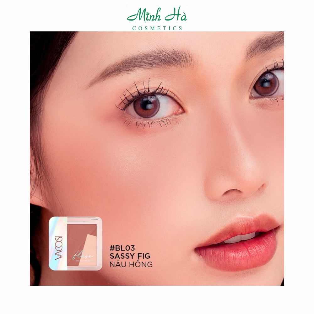 Phấn má hồng và bắt sáng trang điểm VACOSI Flaso Blush Set 8.3g chất phấn mịn lì dễ tán