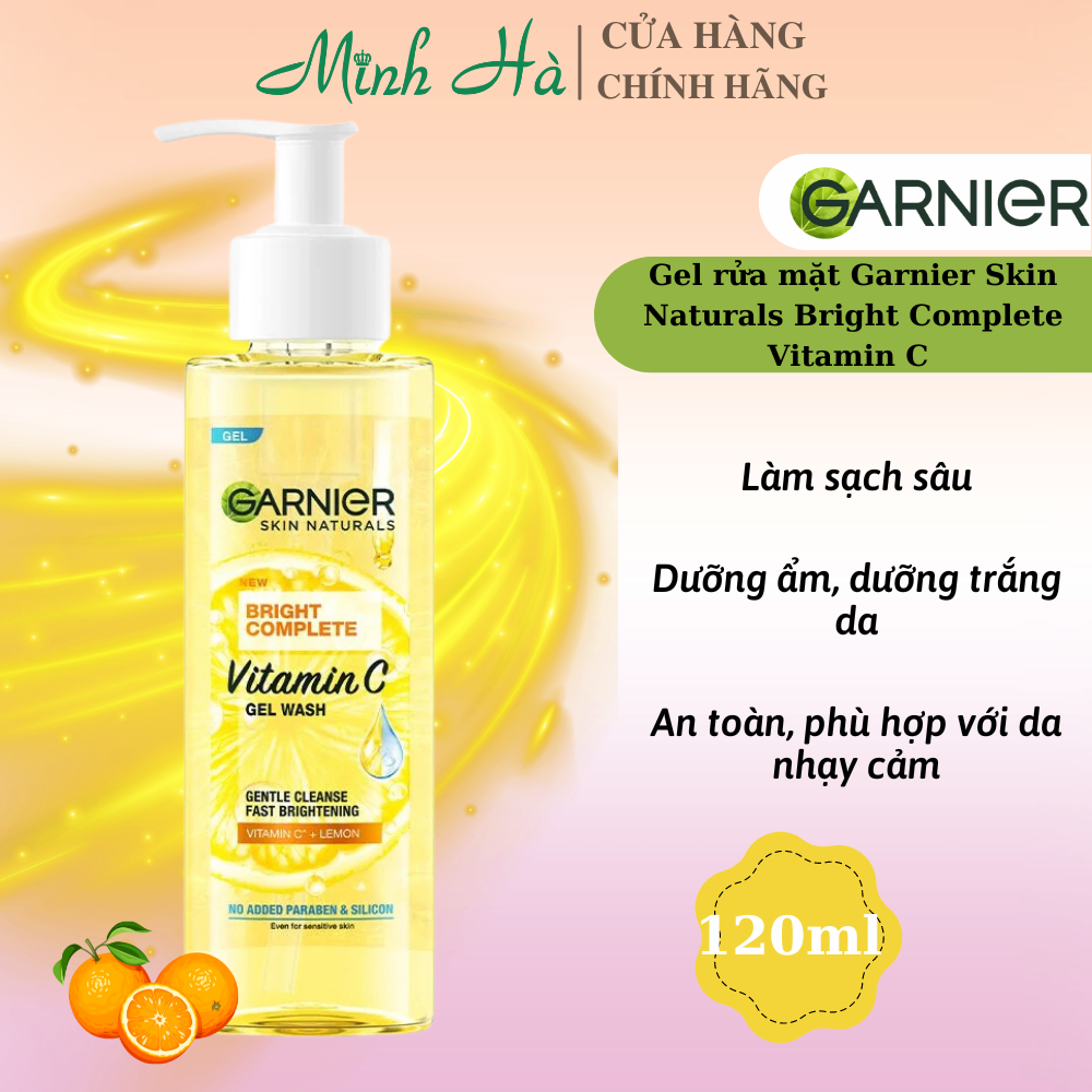 Gel rửa mặt Garnier Skin Naturals Bright Complete Vitamin C 120ml