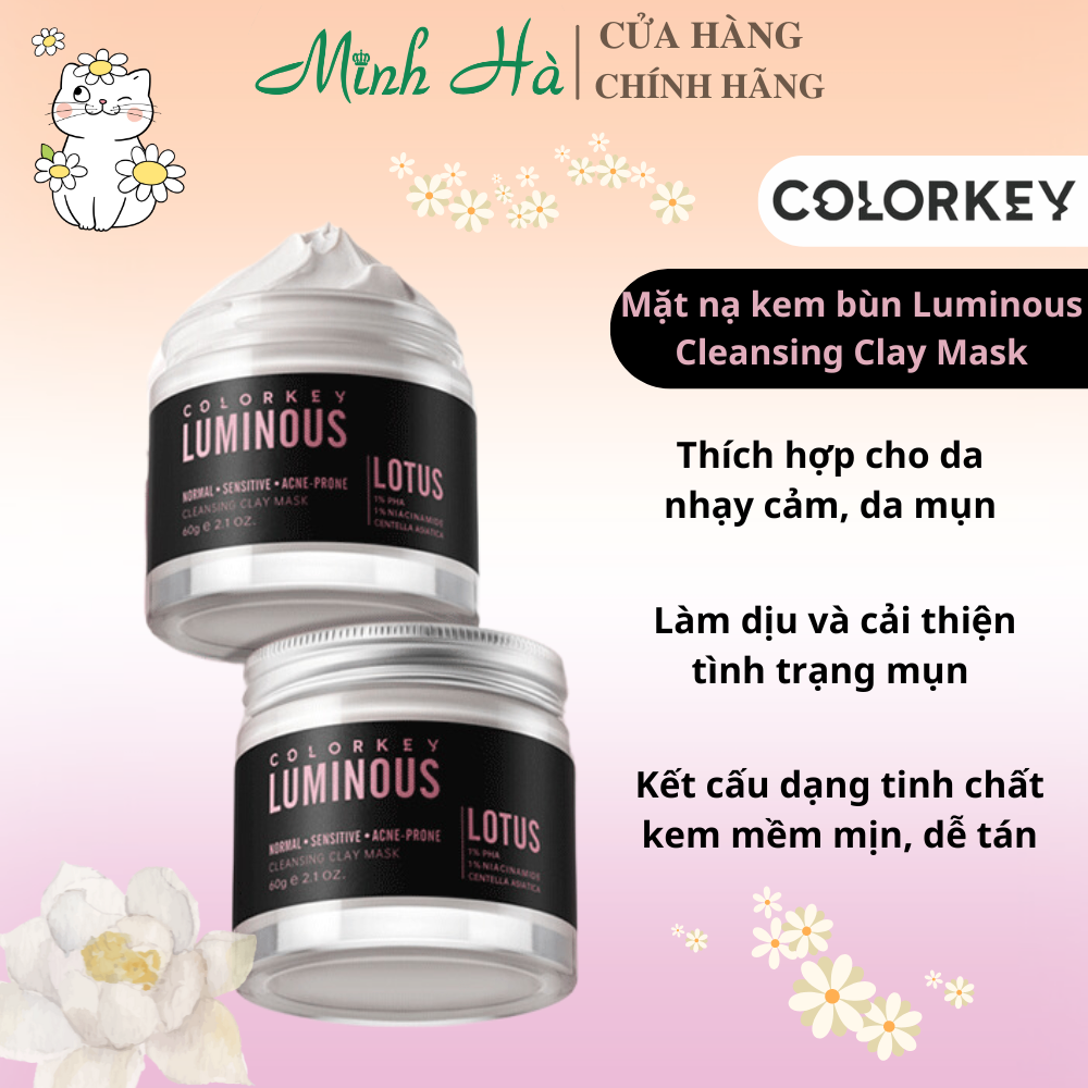 Mặt nạ kem bùn Colorkey Luminous Cleansing Clay Mask 60g cấp ẩm và làm dịu da