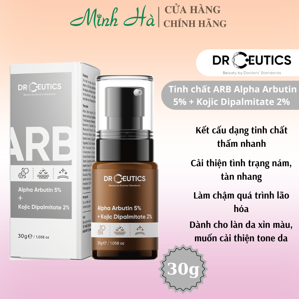 Tinh chất Drceutics ARB Alpha Arbutin 5% + Kojic Dipalmitate 2% 30g dưỡng trắng và làm mờ đốm nâu