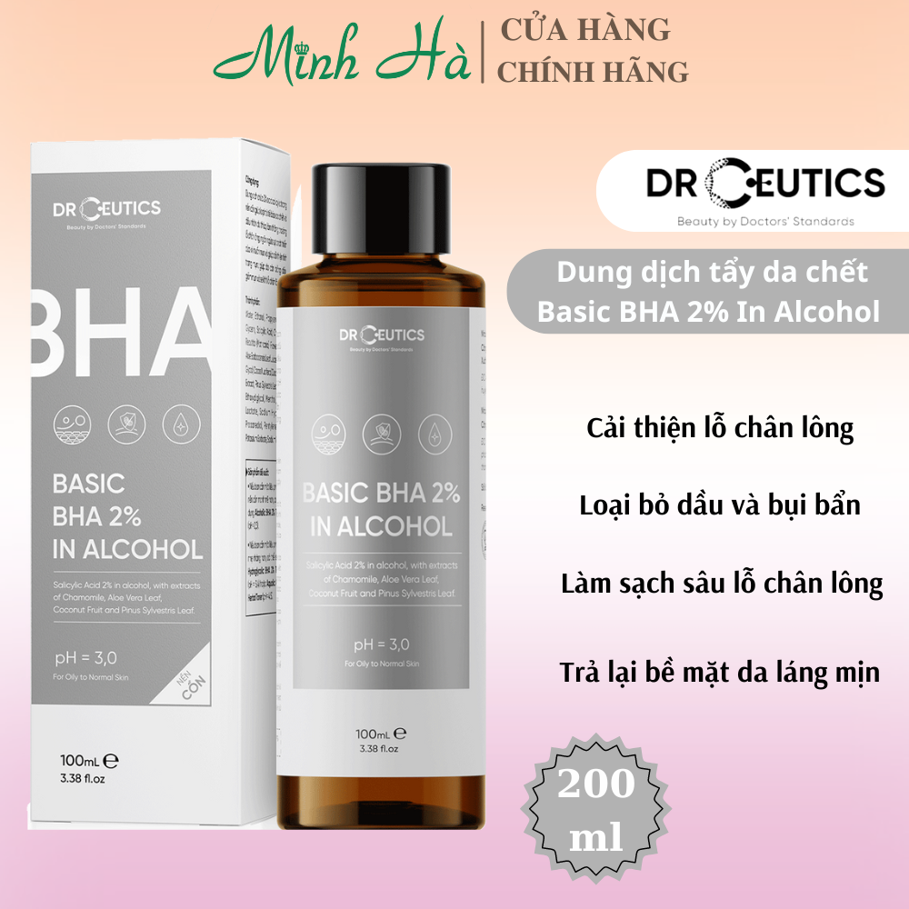 Dung dịch Drceutics Basic BHA 2% In Alcohol 100ml tẩy da chết và làm sạch da