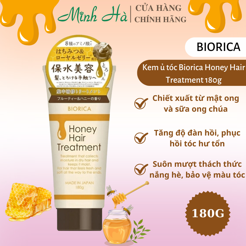 Kem ủ tóc Biorica Botanical Rich Shine Type / Honey Hair Treatment 180g phục hồi và giúp tóc suôn mượt