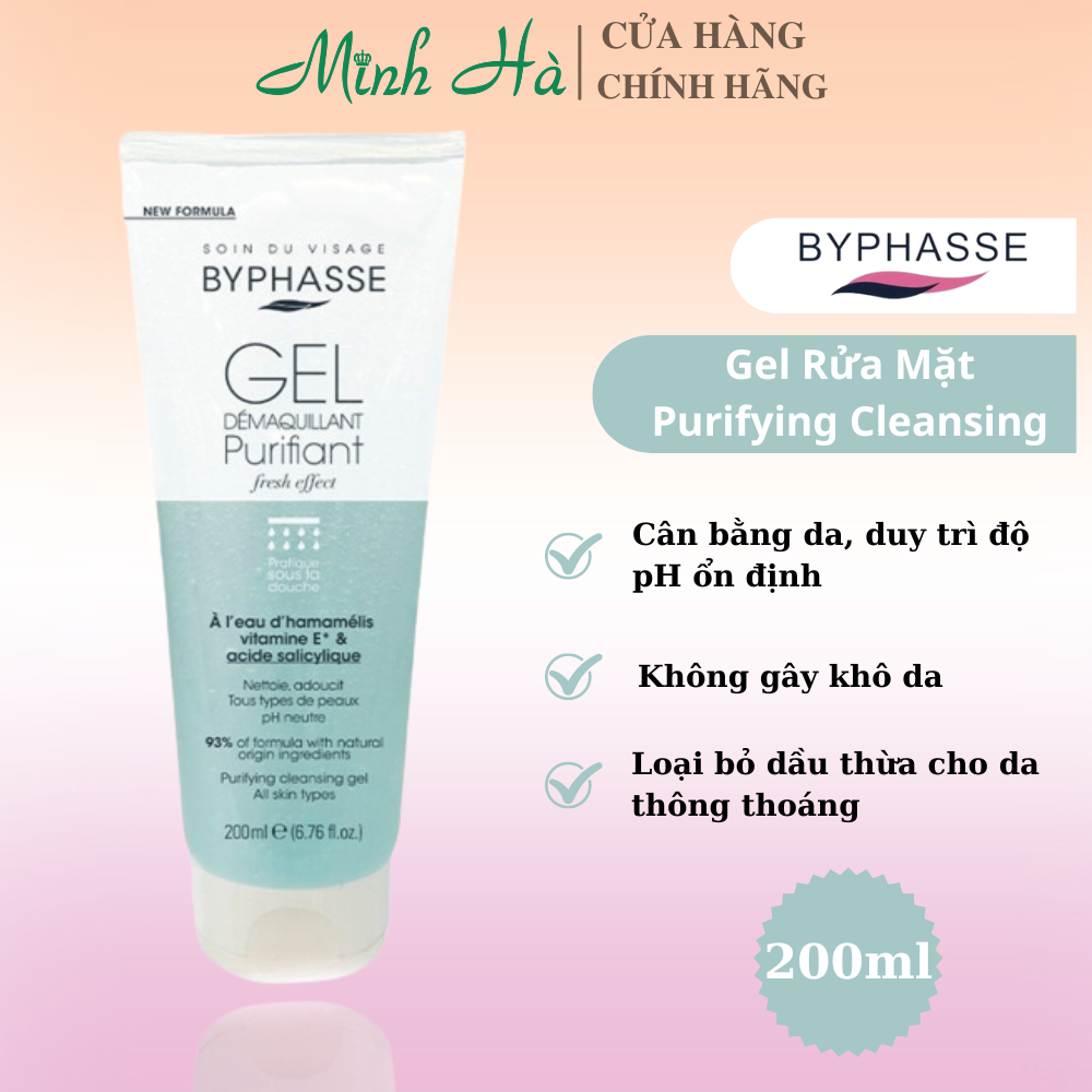 Gel rửa mặt Byphasse Purifying Cleansing Gel 200ml dành cho mọi loại da