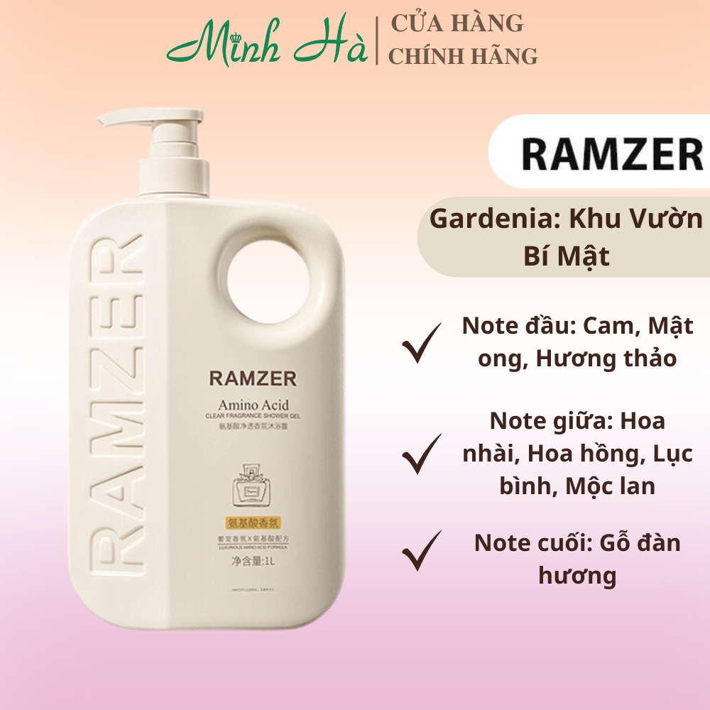 Sữa tắm Ramzer Amino Acid Clear Fragrance hương nước hoa 1L dưỡng ẩm và làm sáng da