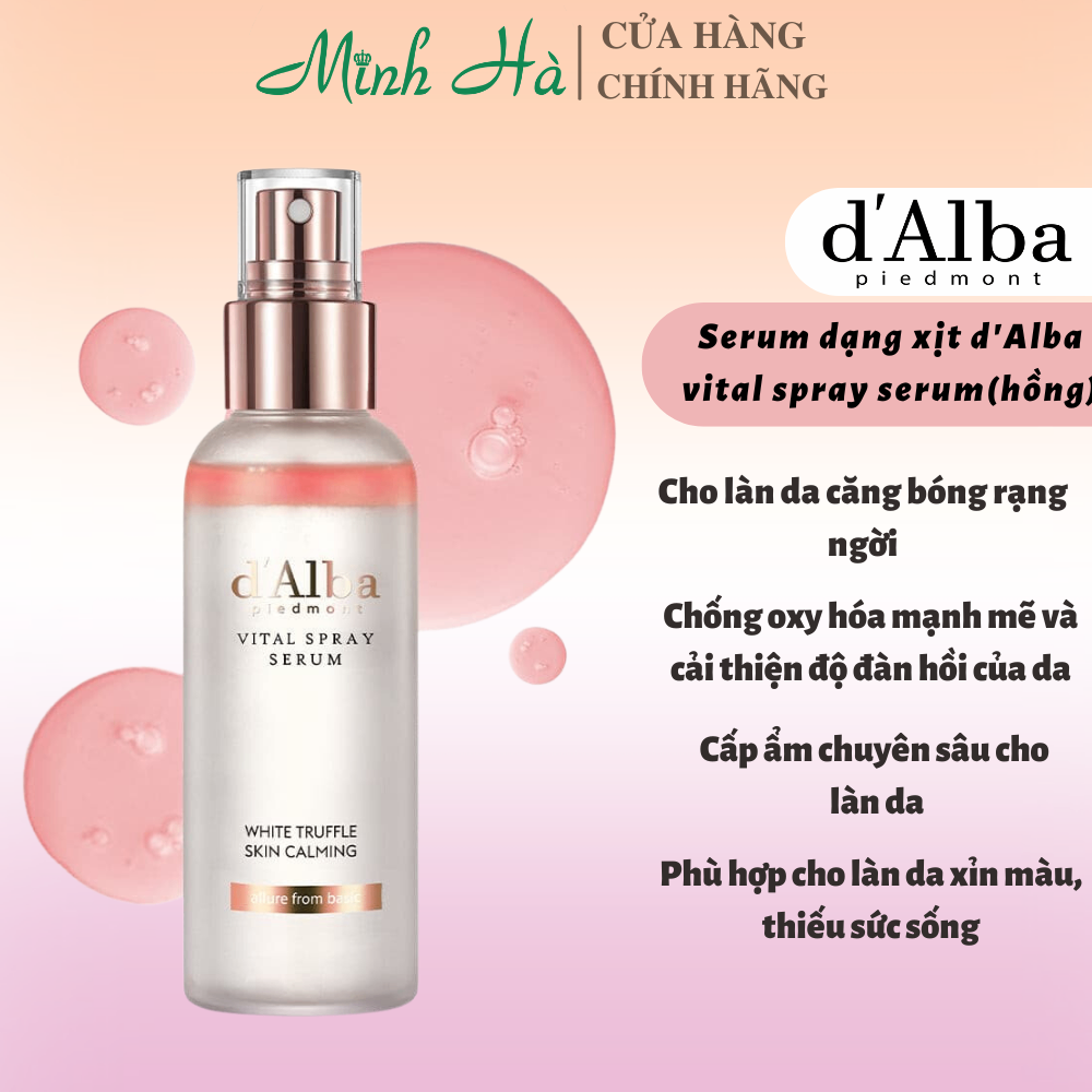 Serum dạng xịt d'Alba vital spray serum 100ml (hồng) làm sáng cấp ẩm và căng bóng da