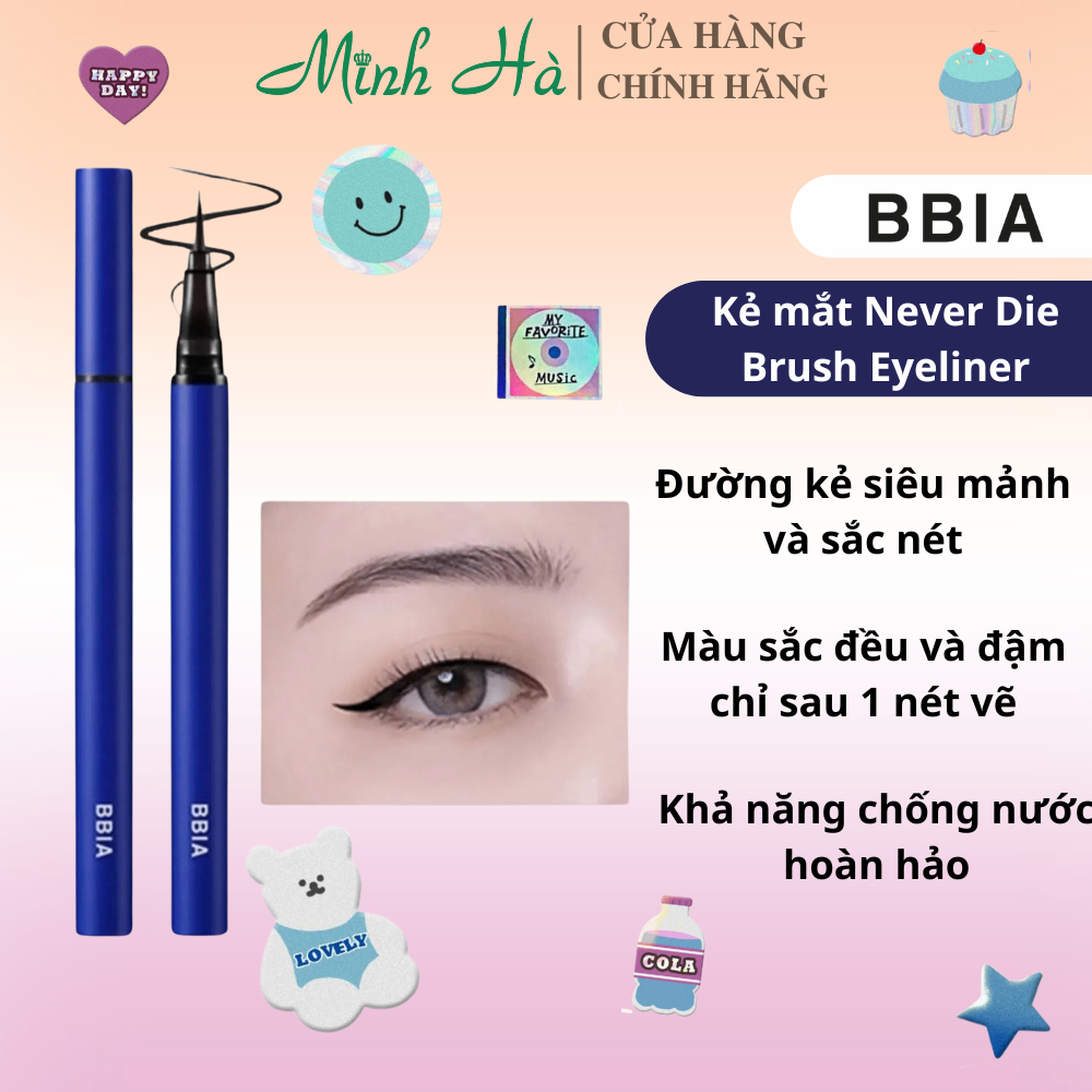 Kẻ mắt nước Bbia Never Die Brush Eyeliner 0.4g nét mực đậm và chống nước