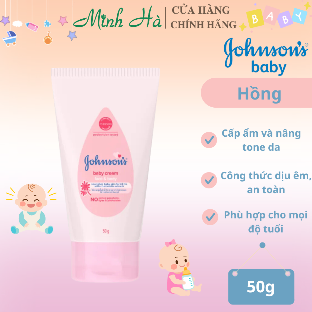 Kem dưỡng ẩm chống nẻ cho bé Johnson's Baby Cream 50/100g làm mềm và chống khô nẻ