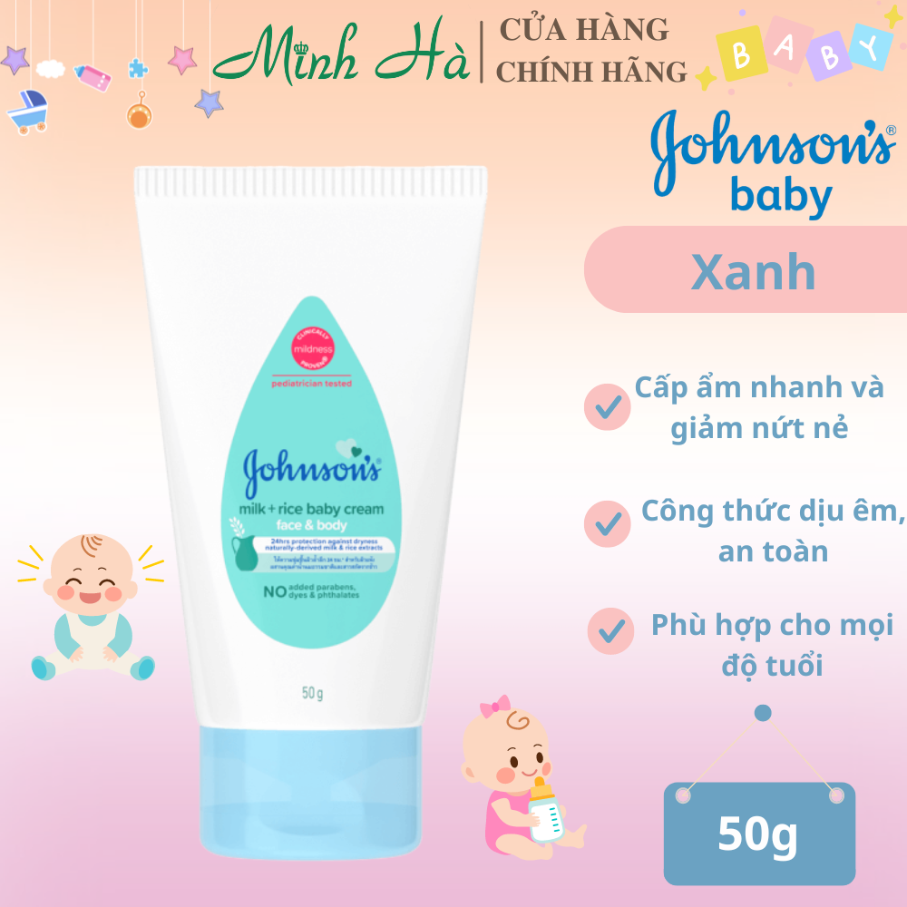 Kem dưỡng ẩm chống nẻ cho bé Johnson's Baby Cream 50/100g làm mềm và chống khô nẻ