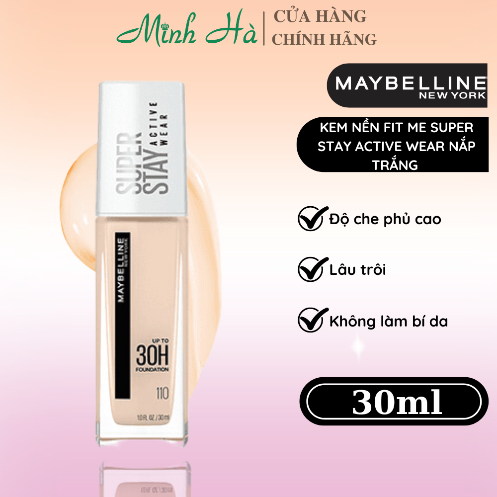 Kem nền Maybelline Fit Me Super Stay Active Wear nắp trắng 30g kiềm dầu, lâu trôi