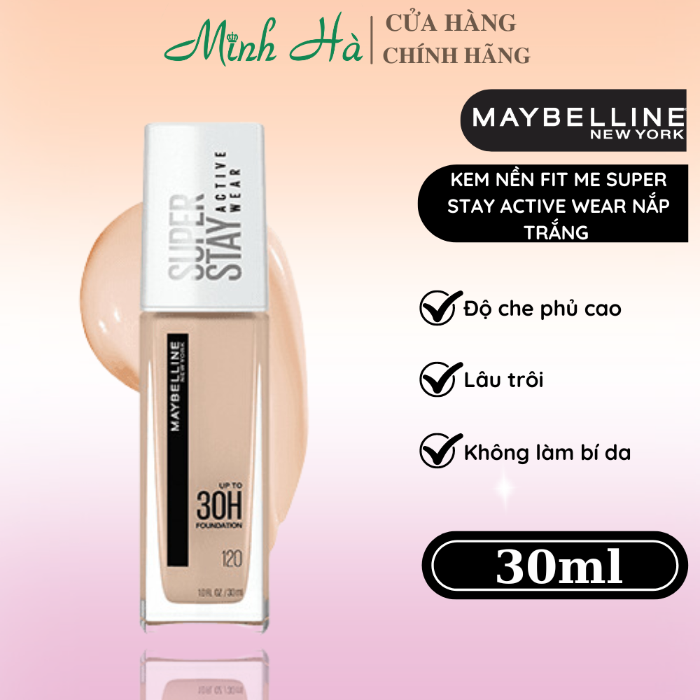 Kem nền Maybelline Fit Me Super Stay Active Wear nắp trắng 30g kiềm dầu, lâu trôi