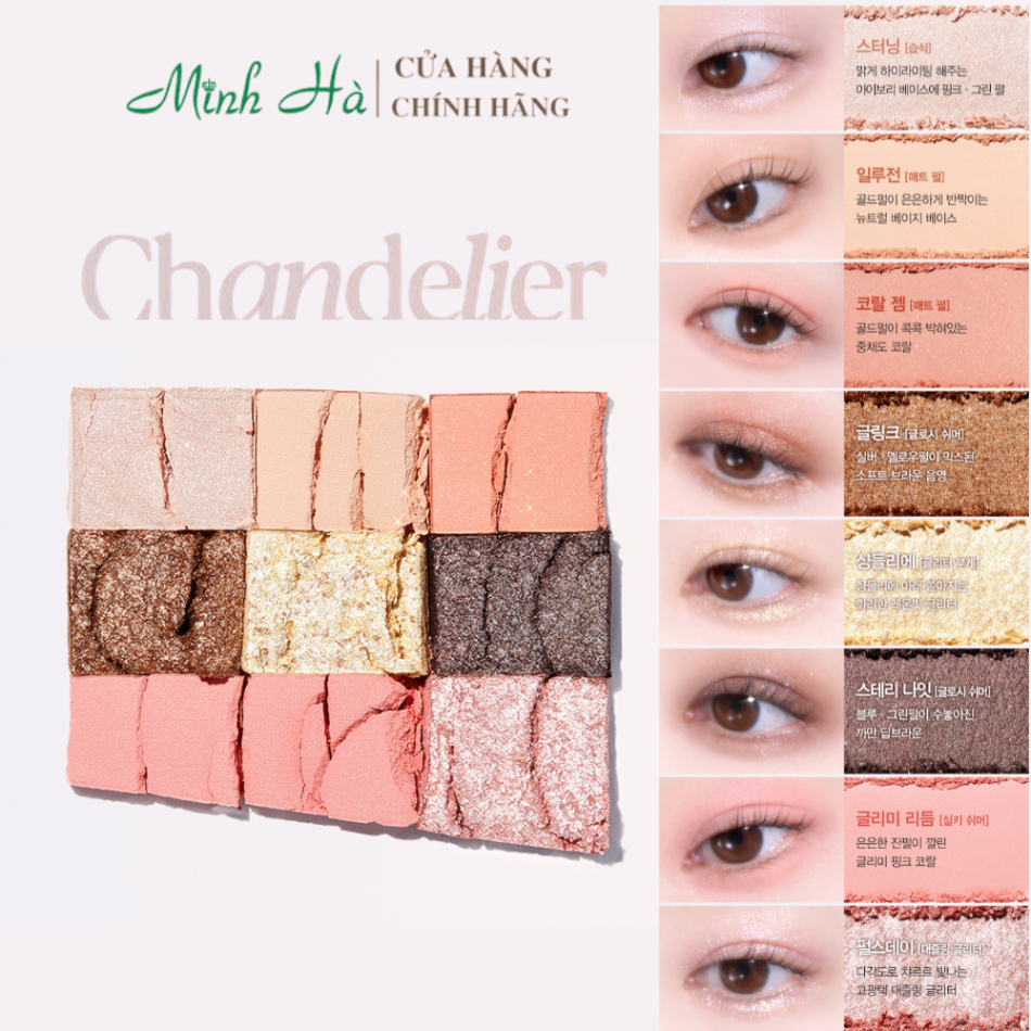 Bảng phấn mắt trang điểm 8 ô Espoir Real Eye Palette All New 7.5g mịn lì có độ bám lâu ánh nhũ lấp lánh