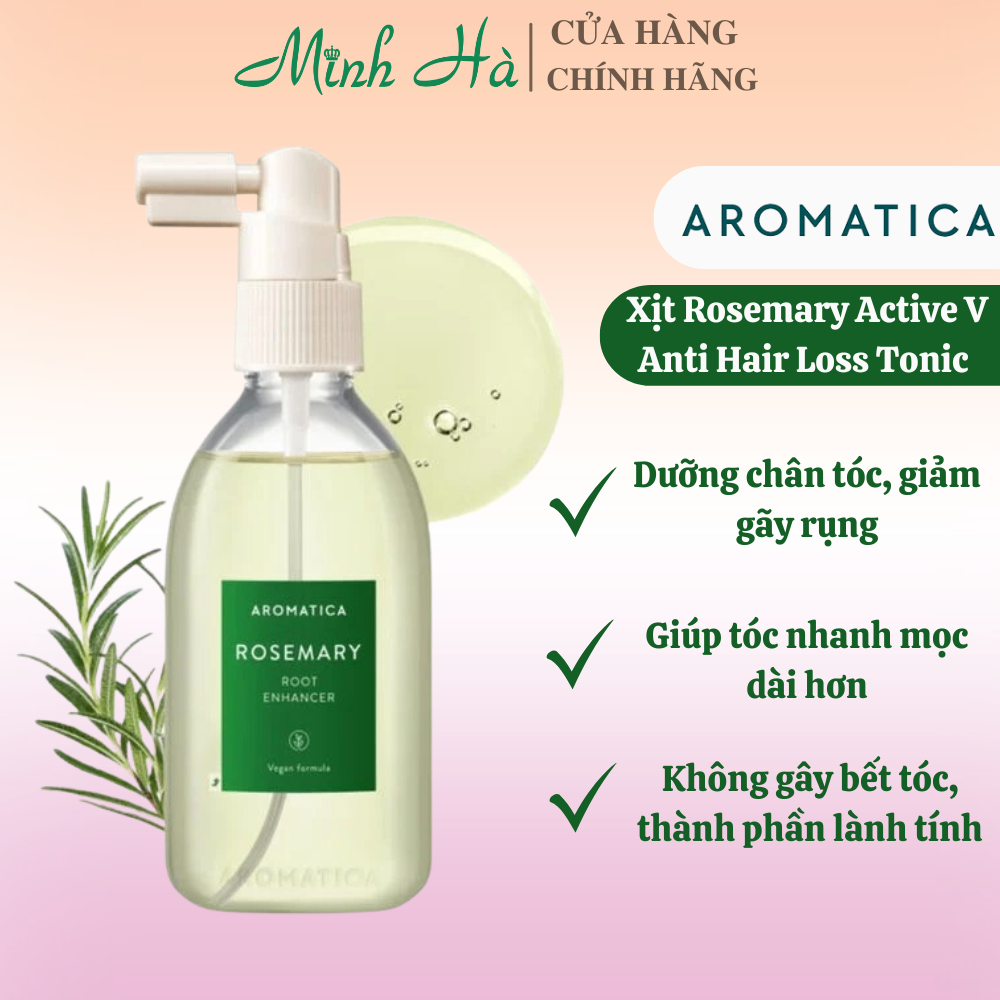 Xịt dưỡng tóc AROMATICA Rosemary Active V Anti Hair Loss Tonic 100ml giảm gãy rụng tóc