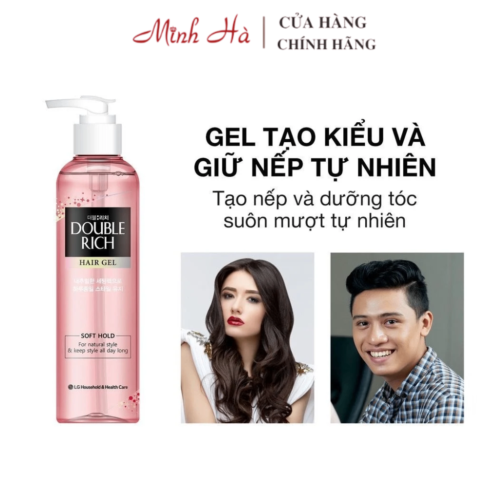 Gel tạo kiểu tóc Double Rich Hair Gel Soft Hold 250ml giữ nếp tự nhiên