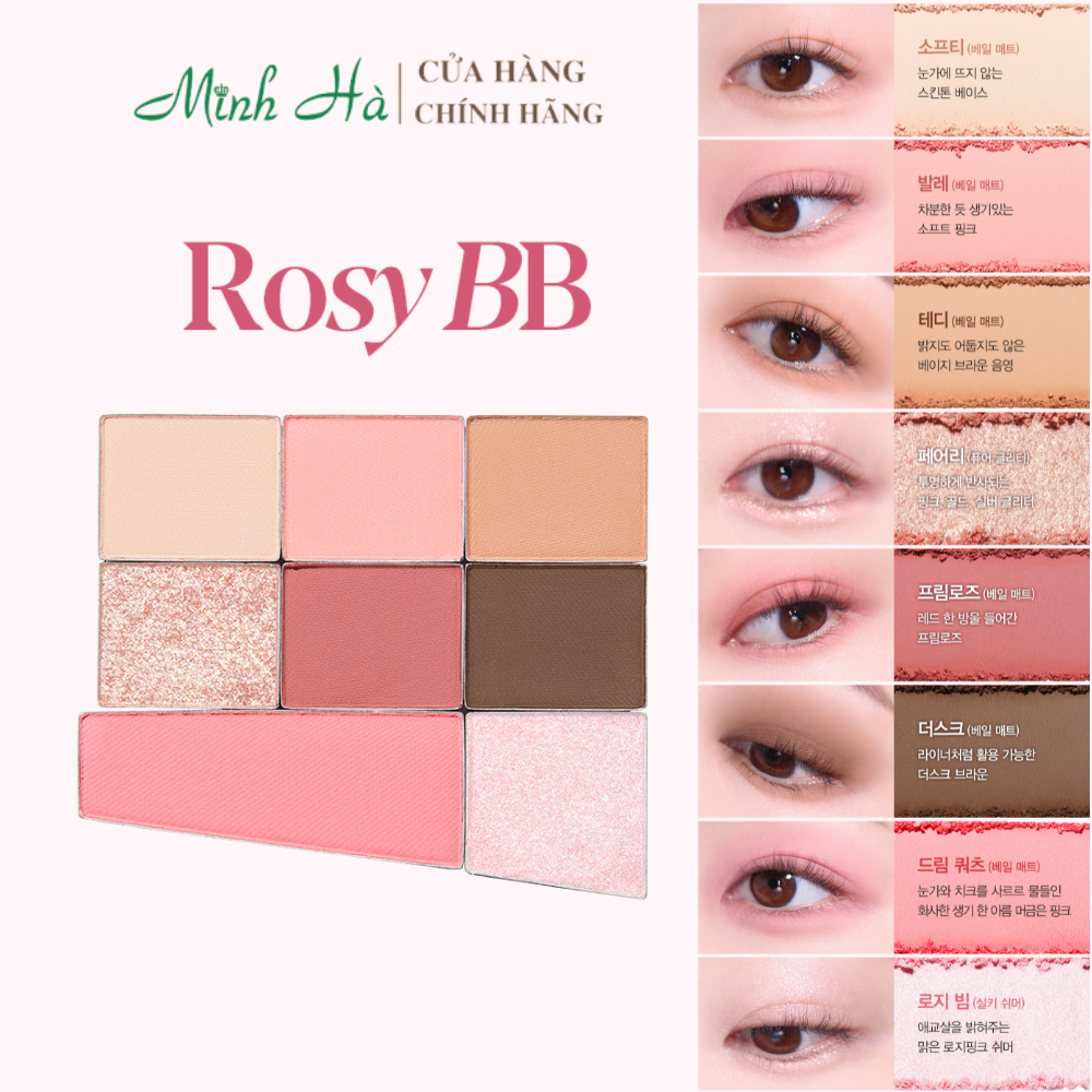 Bảng phấn mắt trang điểm 8 ô Espoir Real Eye Palette All New 7.5g mịn lì có độ bám lâu ánh nhũ lấp lánh