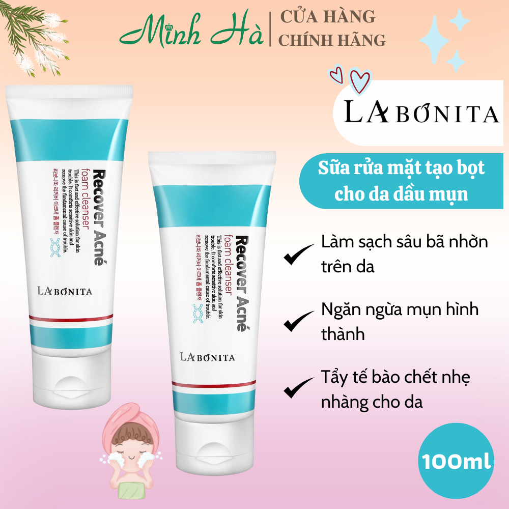 Sữa rửa mặt cho da dầu mụn La Bonita Recover Acne Foam Cleanser 100ml làm sạch bụi bẩn