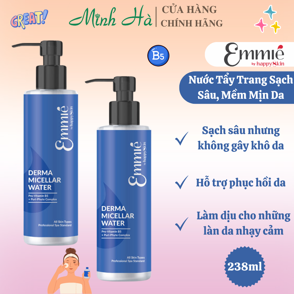 Nước tẩy trang Emmie Amino Acid Derma Micellar Water 238ml sạch sâu làm mềm da
