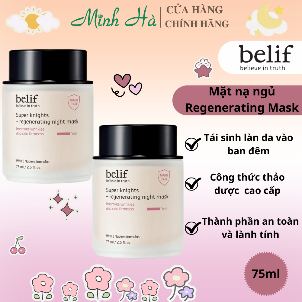 Mặt nạ ngủ belif Regenerating Mask (Hồng) 75ml tái sinh làn da và chống lão hóa