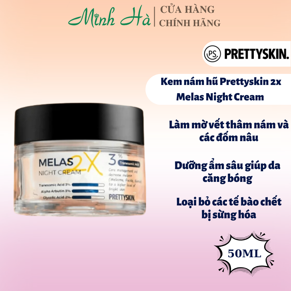 Kem dưỡng nám Prettyskin 2x Melas Night/Day Cream 50ml dưỡng trắng và làm mờ thâm nám