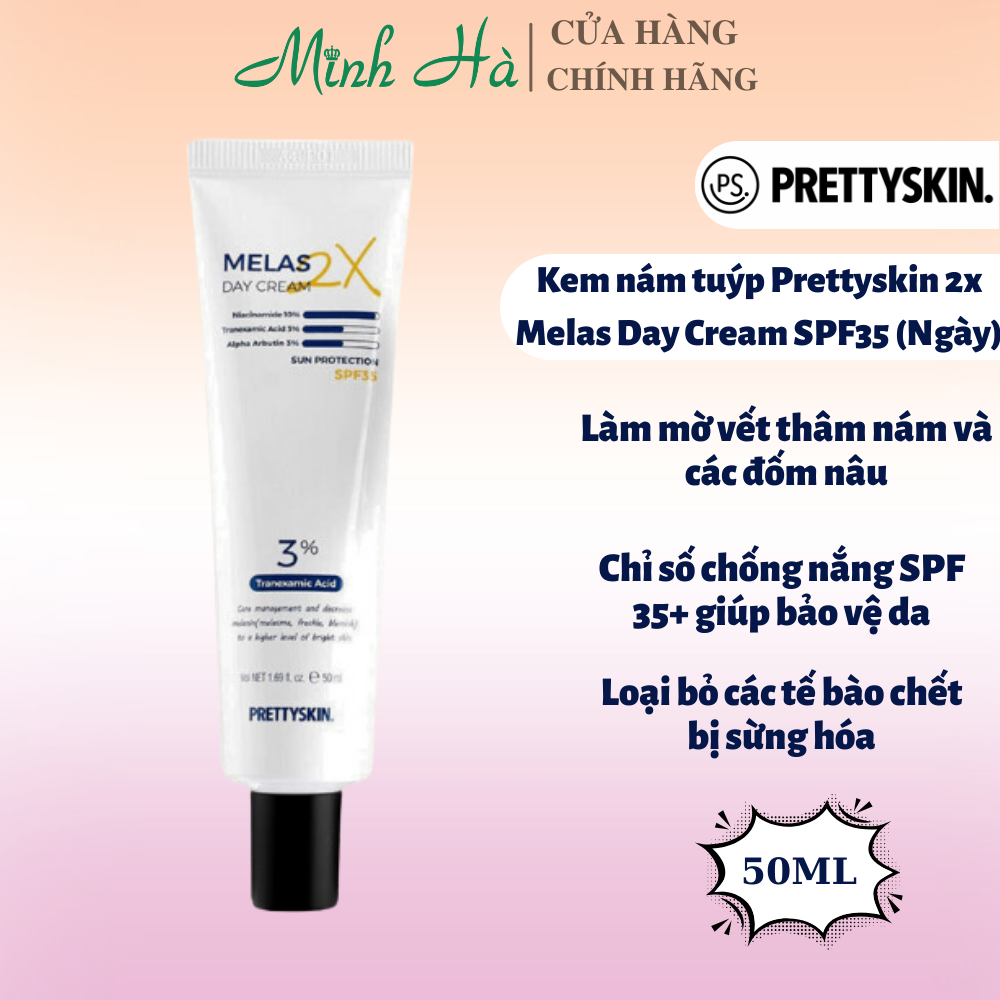Kem dưỡng nám Prettyskin 2x Melas Night/Day Cream 50ml dưỡng trắng và làm mờ thâm nám