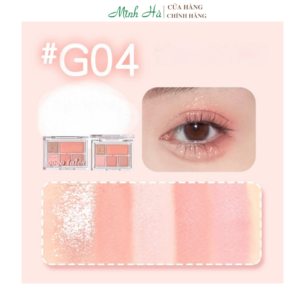Bảng phấn mắt 5 ô Gogo Tales GT630 10g dễ tán lên màu chuẩn