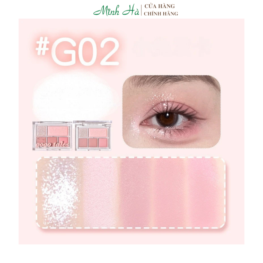 Bảng phấn mắt 5 ô Gogo Tales GT630 10g dễ tán lên màu chuẩn