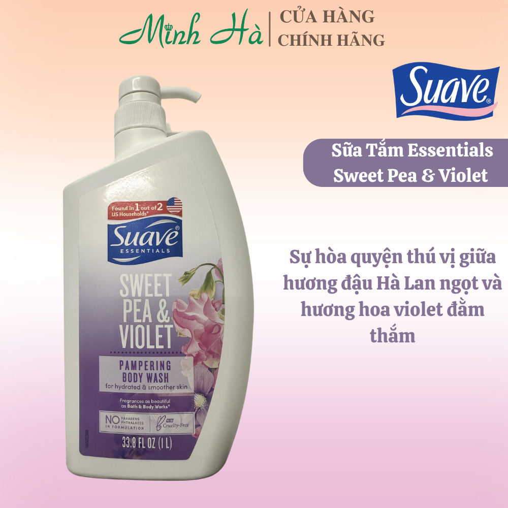 Sữa tắm dành cho nữ Suave Essentials Body Wash 1L dưỡng ẩm cho da căng mướt